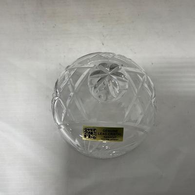 -85- Small Clear Glass | Lead Crystal | West German |  Covered Butter Dish