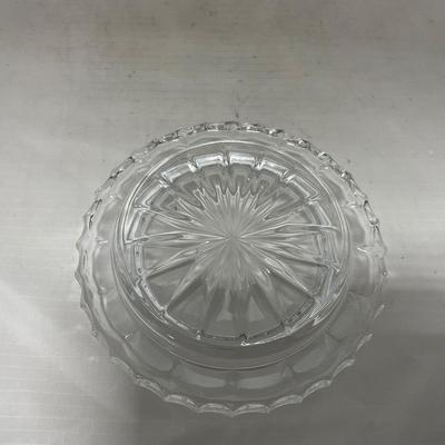 -85- Small Clear Glass | Lead Crystal | West German |  Covered Butter Dish