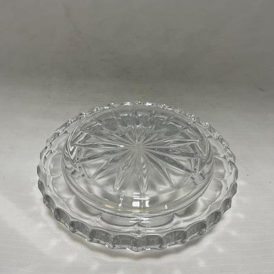 -85- Small Clear Glass | Lead Crystal | West German |  Covered Butter Dish