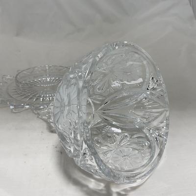 -86- Heavy Clear Glass | Lead Crystal | Set of Two | Covered Butter Dishes