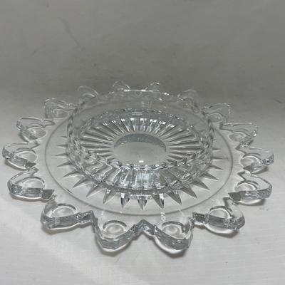 -86- Heavy Clear Glass | Lead Crystal | Set of Two | Covered Butter Dishes