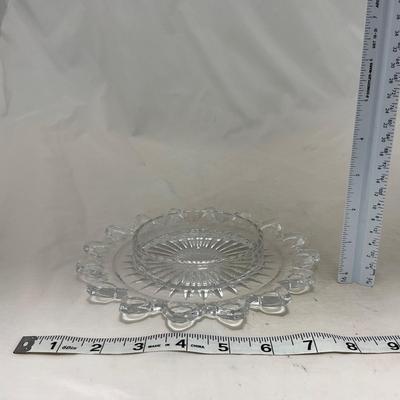 -86- Heavy Clear Glass | Lead Crystal | Set of Two | Covered Butter Dishes