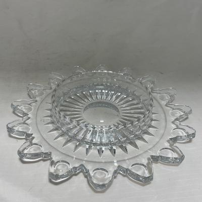 -86- Heavy Clear Glass | Lead Crystal | Set of Two | Covered Butter Dishes