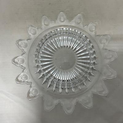 -86- Heavy Clear Glass | Lead Crystal | Set of Two | Covered Butter Dishes