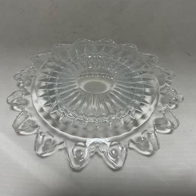 -86- Heavy Clear Glass | Lead Crystal | Set of Two | Covered Butter Dishes