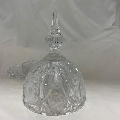 -86- Heavy Clear Glass | Lead Crystal | Set of Two | Covered Butter Dishes