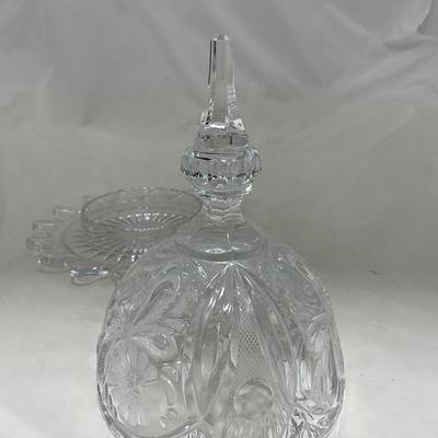 -86- Heavy Clear Glass | Lead Crystal | Set of Two | Covered Butter Dishes
