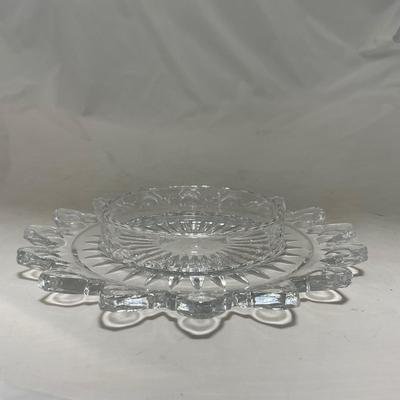 -86- Heavy Clear Glass | Lead Crystal | Set of Two | Covered Butter Dishes