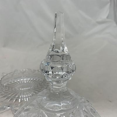 -86- Heavy Clear Glass | Lead Crystal | Set of Two | Covered Butter Dishes