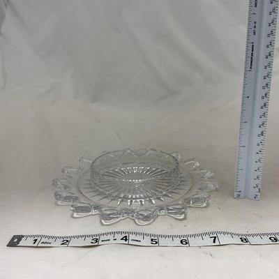 -86- Heavy Clear Glass | Lead Crystal | Set of Two | Covered Butter Dishes