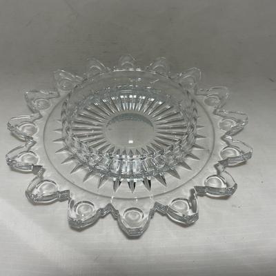 -86- Heavy Clear Glass | Lead Crystal | Set of Two | Covered Butter Dishes