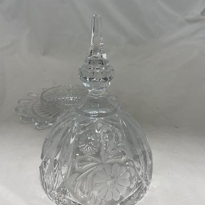 -86- Heavy Clear Glass | Lead Crystal | Set of Two | Covered Butter Dishes