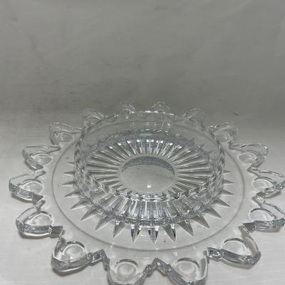 -86- Heavy Clear Glass | Lead Crystal | Set of Two | Covered Butter Dishes