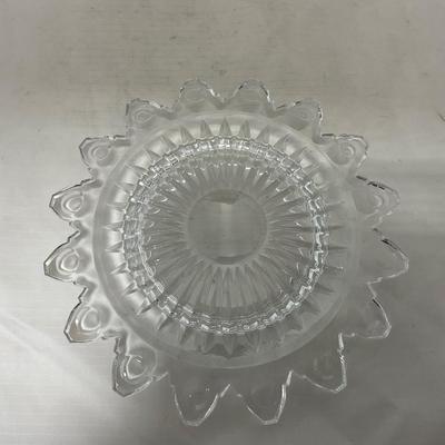-86- Heavy Clear Glass | Lead Crystal | Set of Two | Covered Butter Dishes