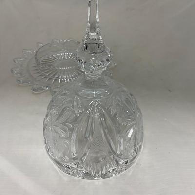 -86- Heavy Clear Glass | Lead Crystal | Set of Two | Covered Butter Dishes