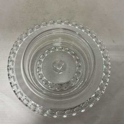 -87- Extra Large Clear Glass | Frosted Flower Detail | Covered Butter Dish