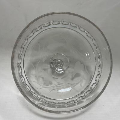 -87- Extra Large Clear Glass | Frosted Flower Detail | Covered Butter Dish