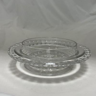 -87- Extra Large Clear Glass | Frosted Flower Detail | Covered Butter Dish