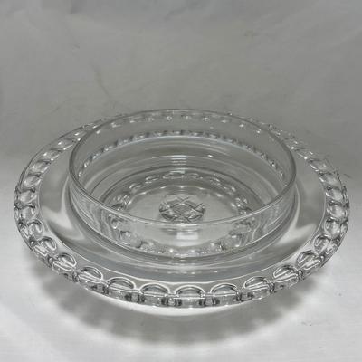 -87- Extra Large Clear Glass | Frosted Flower Detail | Covered Butter Dish