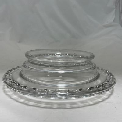 -87- Extra Large Clear Glass | Frosted Flower Detail | Covered Butter Dish