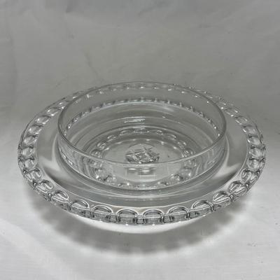 -87- Extra Large Clear Glass | Frosted Flower Detail | Covered Butter Dish