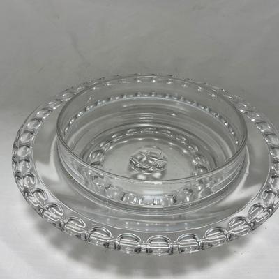 -87- Extra Large Clear Glass | Frosted Flower Detail | Covered Butter Dish