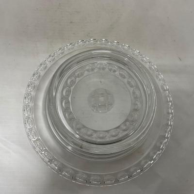 -87- Extra Large Clear Glass | Frosted Flower Detail | Covered Butter Dish