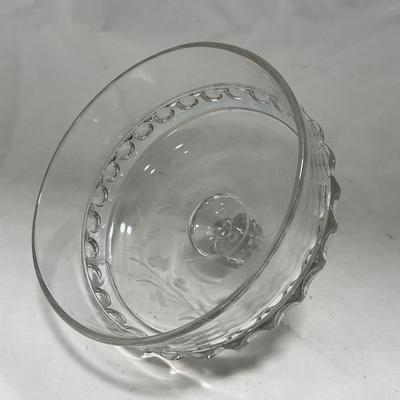 -87- Extra Large Clear Glass | Frosted Flower Detail | Covered Butter Dish