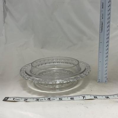 -87- Extra Large Clear Glass | Frosted Flower Detail | Covered Butter Dish