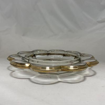 -88- Clear Glass with Gold Accents | Covered Butter Dish
