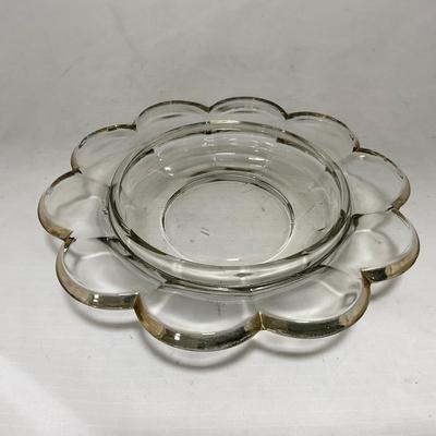 -88- Clear Glass with Gold Accents | Covered Butter Dish