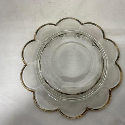 -88- Clear Glass with Gold Accents | Covered Butter Dish