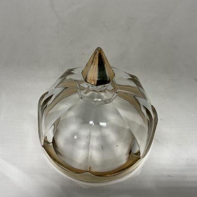 -88- Clear Glass with Gold Accents | Covered Butter Dish