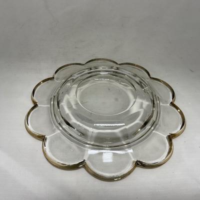 -88- Clear Glass with Gold Accents | Covered Butter Dish