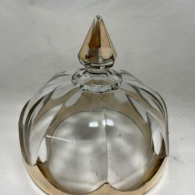 -88- Clear Glass with Gold Accents | Covered Butter Dish