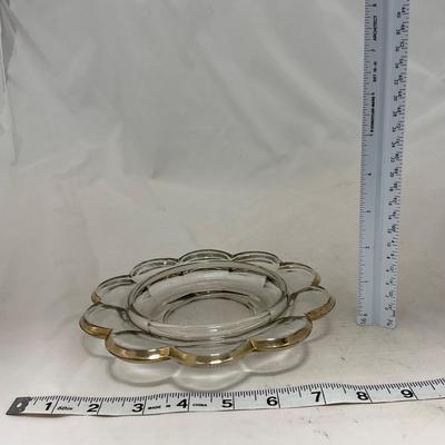 -88- Clear Glass with Gold Accents | Covered Butter Dish
