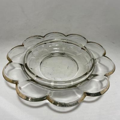-88- Clear Glass with Gold Accents | Covered Butter Dish