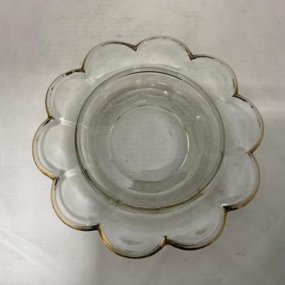 -88- Clear Glass with Gold Accents | Covered Butter Dish