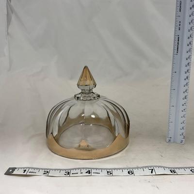 -88- Clear Glass with Gold Accents | Covered Butter Dish