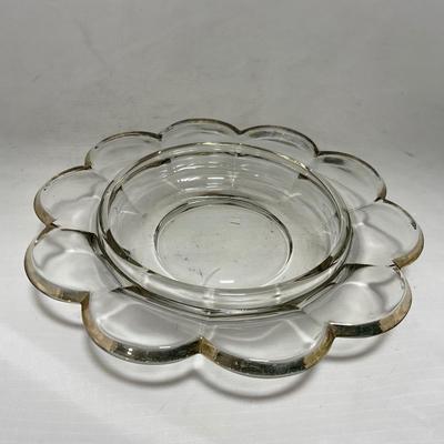 -88- Clear Glass with Gold Accents | Covered Butter Dish