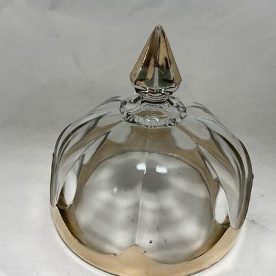 -88- Clear Glass with Gold Accents | Covered Butter Dish