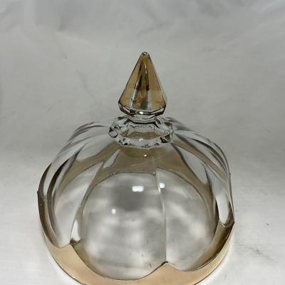 -88- Clear Glass with Gold Accents | Covered Butter Dish
