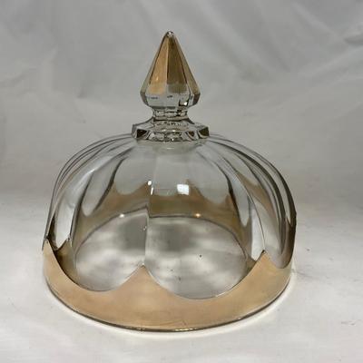 -88- Clear Glass with Gold Accents | Covered Butter Dish