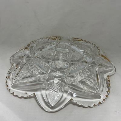 -89- Clear Glass with Gold Touches | Covered Butter Dish