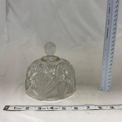 -89- Clear Glass with Gold Touches | Covered Butter Dish