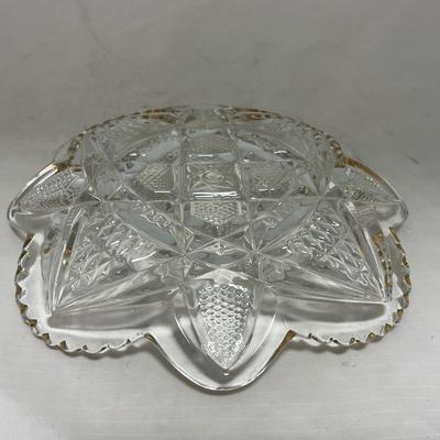 -89- Clear Glass with Gold Touches | Covered Butter Dish