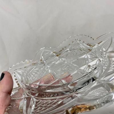 -89- Clear Glass with Gold Touches | Covered Butter Dish