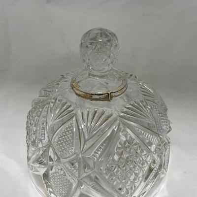 -89- Clear Glass with Gold Touches | Covered Butter Dish