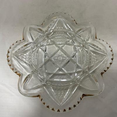 -89- Clear Glass with Gold Touches | Covered Butter Dish
