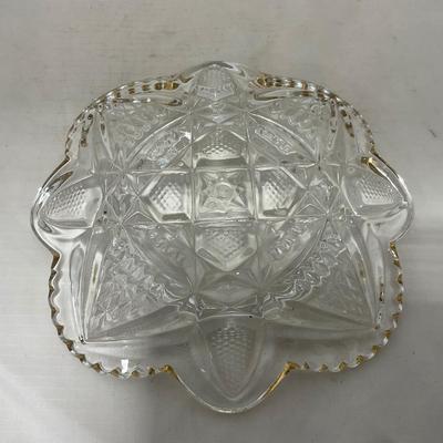 -89- Clear Glass with Gold Touches | Covered Butter Dish